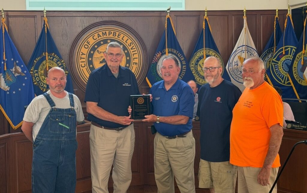 (From left to right) Lewis Thompson, Mayor Dennis Benningfield, Hack Marcum, Tom Allen, and Randall Harris.